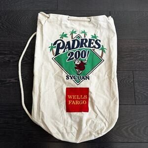 Vintage MLB San Diego Padres Canvas Bag Swinging Baseball 1990's Sycuan